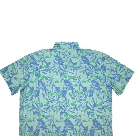 Huk Button Down Shirt 3XL XXXL Turquoise Short Sleeve Logo Performance Fishing - Picture 10 of 14